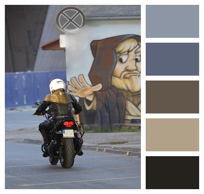 Motorcycle Jedi Graffiti Wall Mural Image